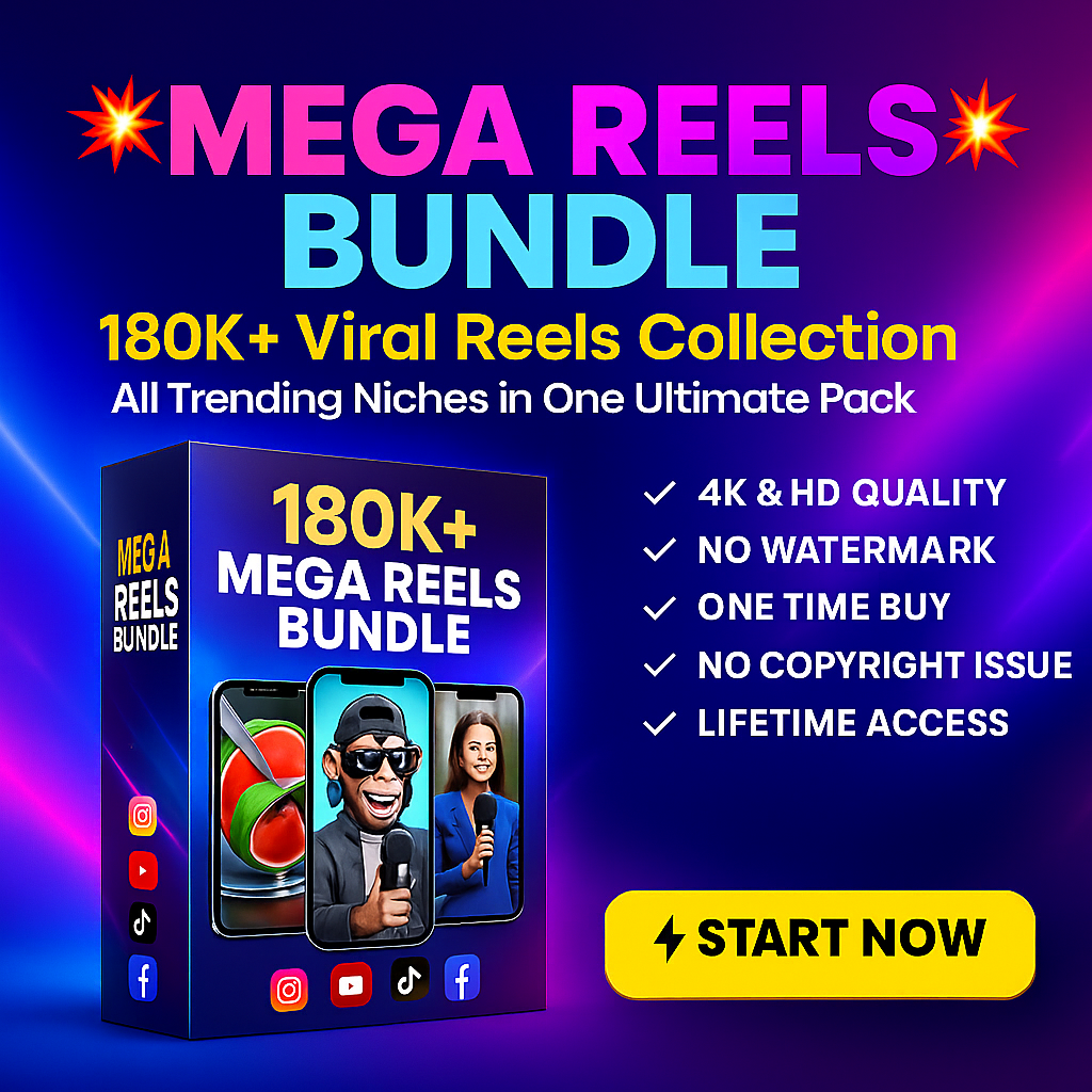 The Ultimate 180K+ Viral Reels Vault – AI, Motivation, Comedy, Travel & More (Lifetime Access)