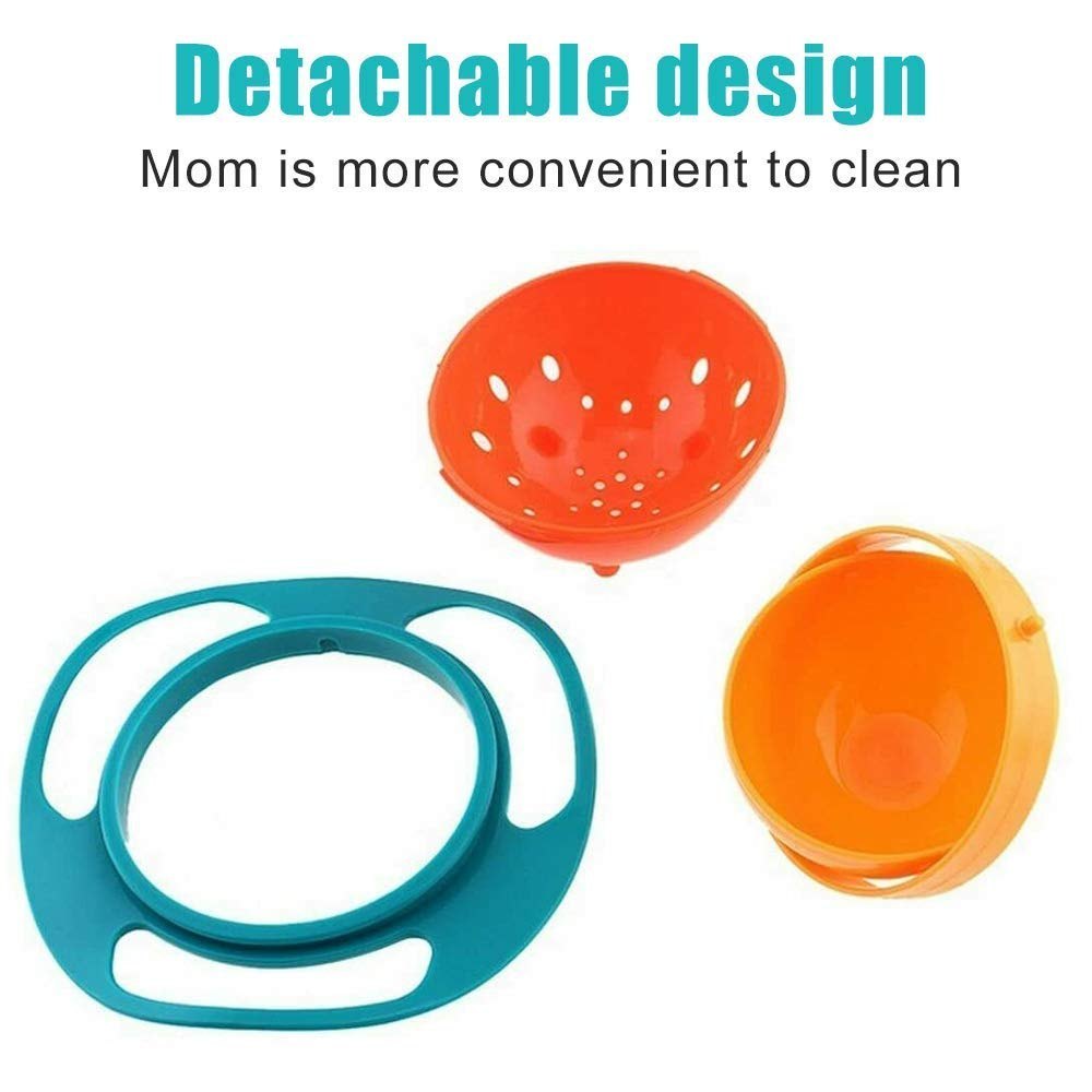 360° Spill-Proof Gyro Snack Bowl for Kids with Lid | No-Mess Toddler Snack Cup