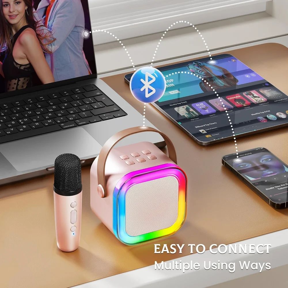 🎤 Mix Bluetooth Karaoke Speaker with Mic 🎶 | Portable Wireless Speaker for Kids & Adults | LED Lights, Voice Effects, USB, FM & 40W Power Sound