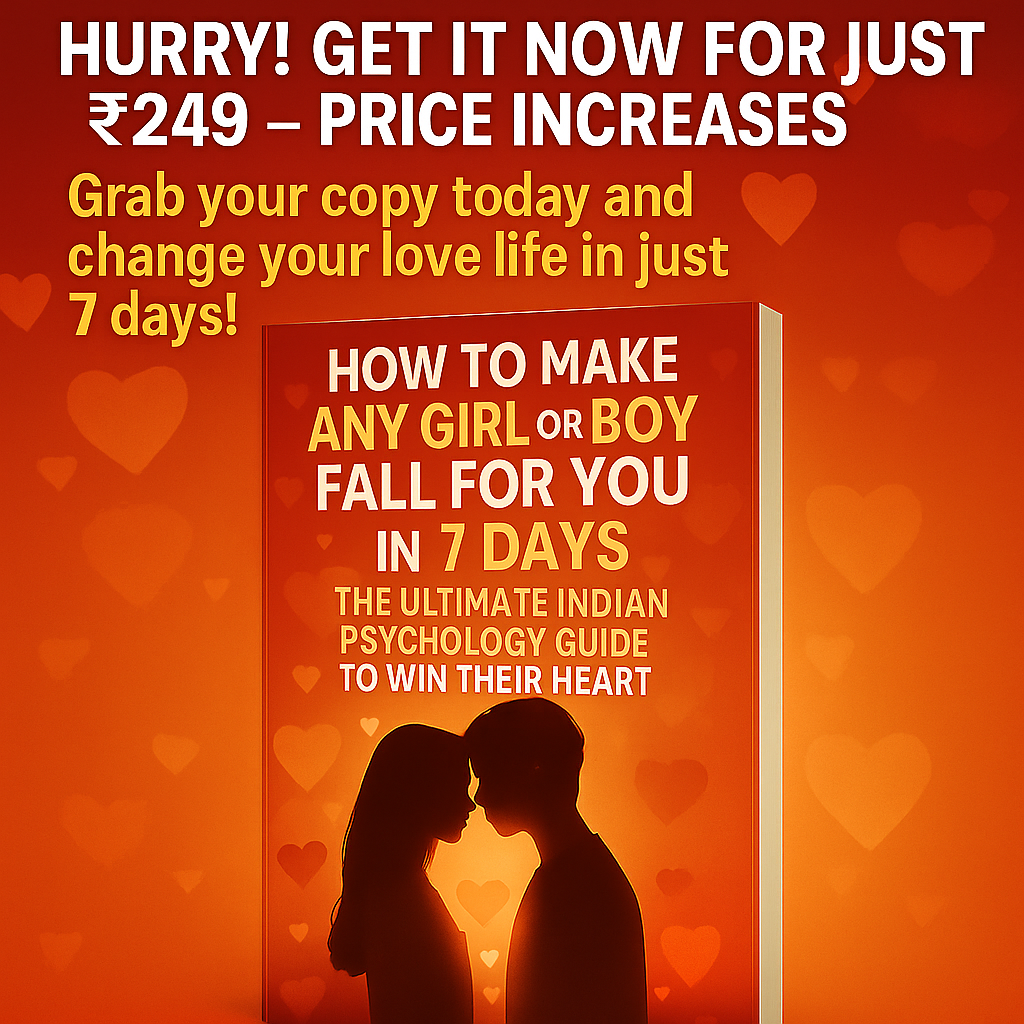 How to Make Any Girl or Boy Fall for You in 7 Days: The Ultimate Indian Psychology Guide to Win Their Heart   - (Hurry! Get it Now for Just ₹249 – Price Increases Soon!)