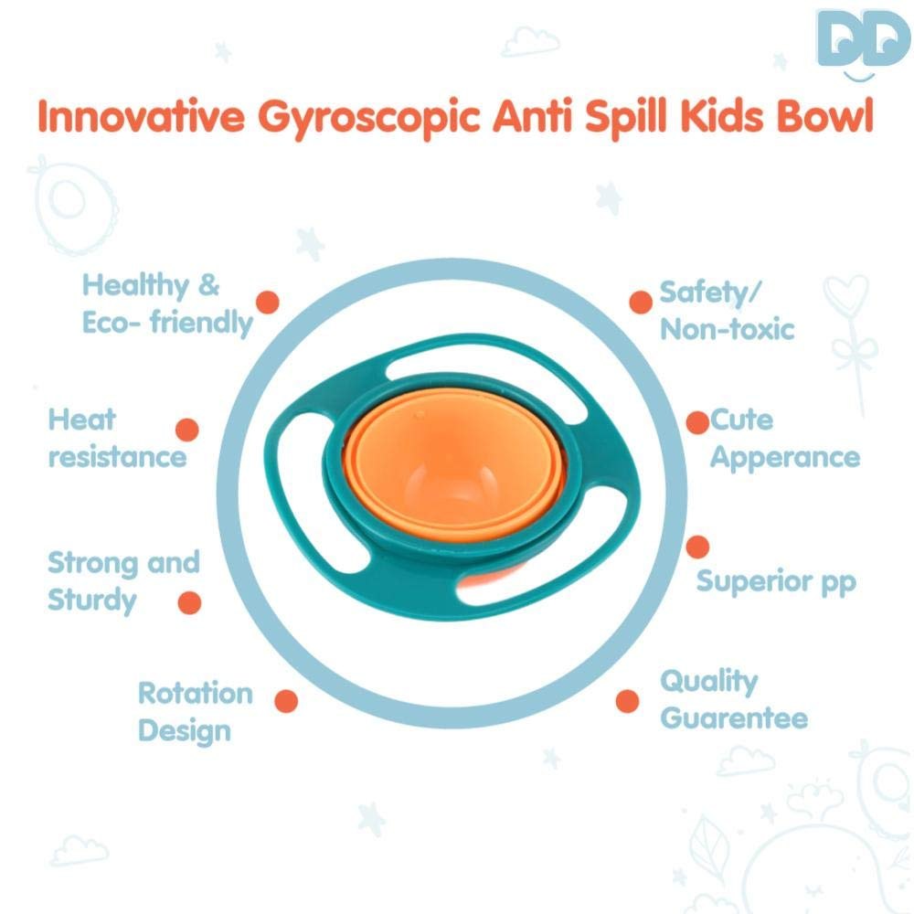 360° Spill-Proof Gyro Snack Bowl for Kids with Lid | No-Mess Toddler Snack Cup