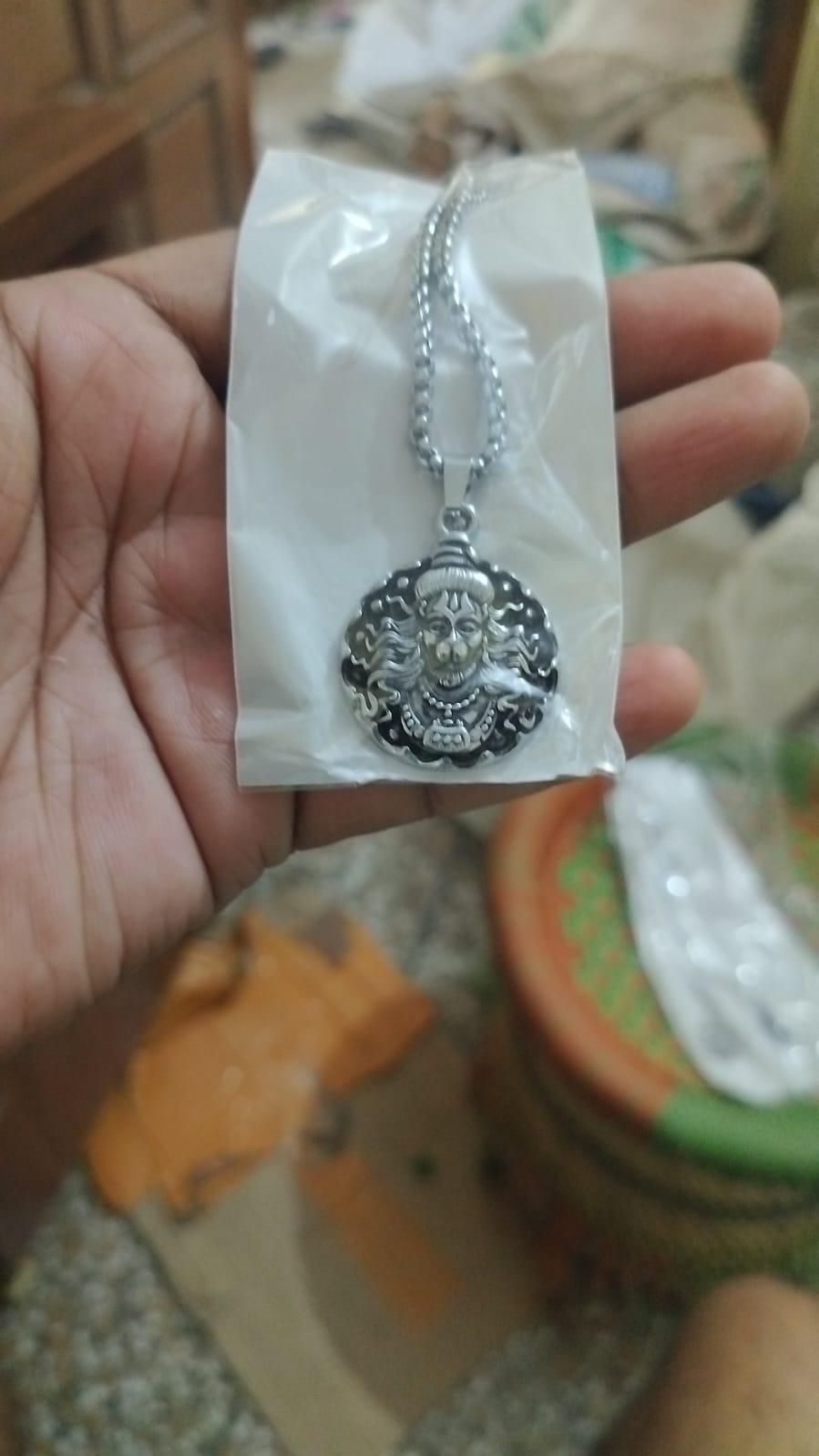 Hanuman Ji Pendant Oxodaised Silver Chain