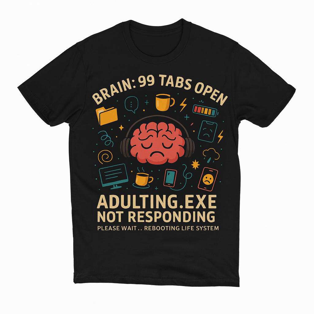🧠 “Brain: 99 Tabs Open | Adulting.exe Not Responding” Premium Tee