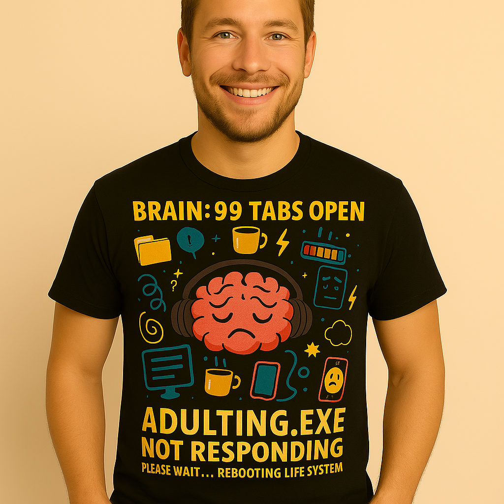 🧠 “Brain: 99 Tabs Open | Adulting.exe Not Responding” Premium Tee