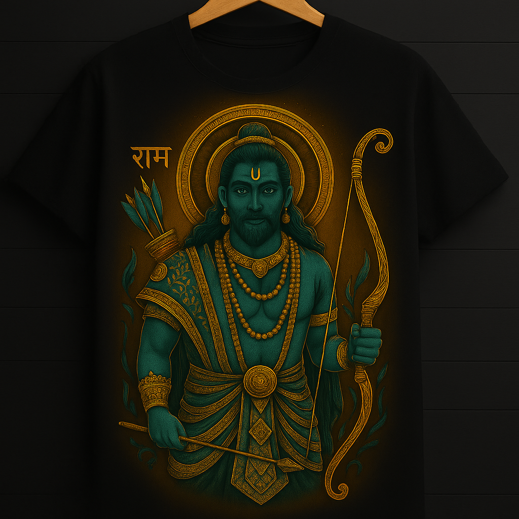 Lord Ram – The Divine Warrior Glow Tee 🔱 | Unisex Classic Crew T-Shirt