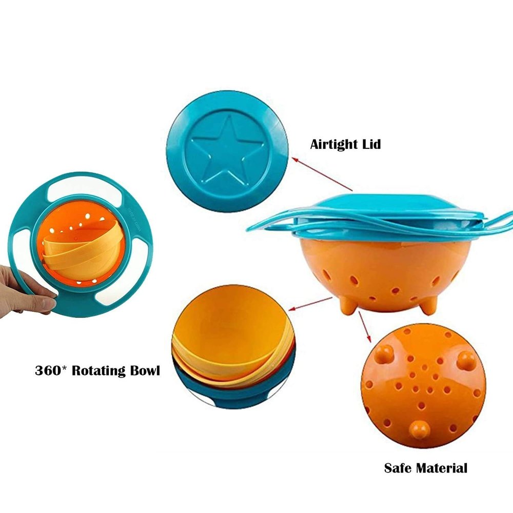 360° Spill-Proof Gyro Snack Bowl for Kids with Lid | No-Mess Toddler Snack Cup
